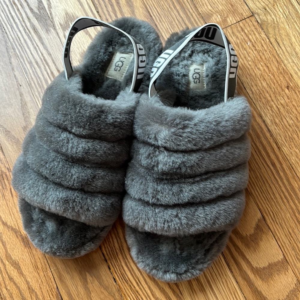 Ugg Fluff Yeah Slide Fuzzy Slippers With Back Str… - image 1